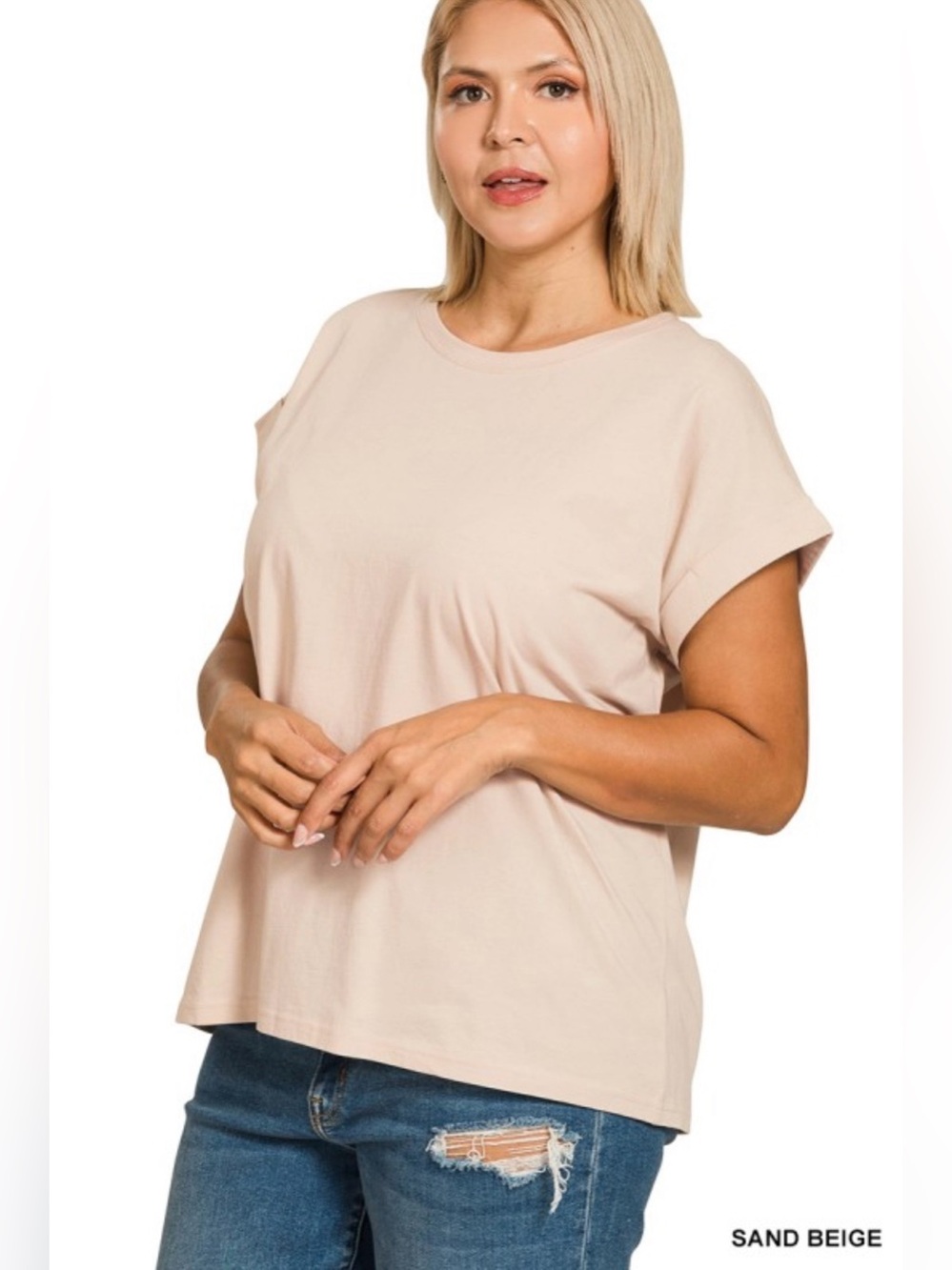 Plus Relaxed Short Sleeve Tee in Light Pink